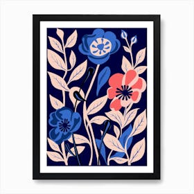 Blue Flower Illustration Gloriosa Lily 2 Art Print