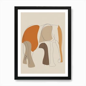 Elephant - Boho, Line Art 1 Art Print