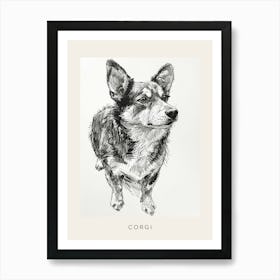 Corgi Dog Line Sketch 5 Poster Art Print