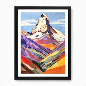 Matterhorn Italy And Switzerland 2 Colourful Mountain Illustration Art Print