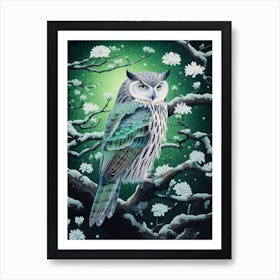 Ohara Koson Inspired Bird Painting Owl 2 Art Print