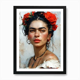 Mexican woman portrait painting Art Print