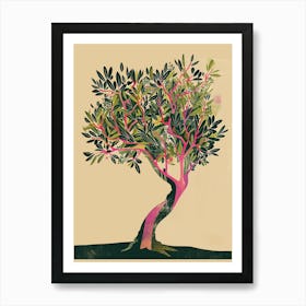 Olive Tree Colourful Illustration 1 Art Print