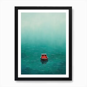 Red Boat In The Fog Art Print