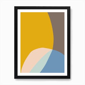 Modern Organic Shapes in Yellow Gray and Blue Art Print