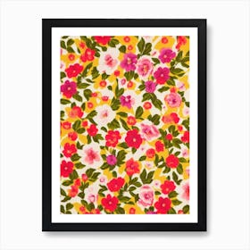 Eustoma Floral Print Retro Pattern2 Flower Art Print