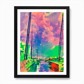 Port Of Klaipeda Lithuania Retro Risograph Print 1 harbour Art Print