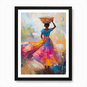 Woman With A Basket Art Print