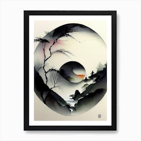 Landscapes Yin And Yang Japanese Ink Art Print