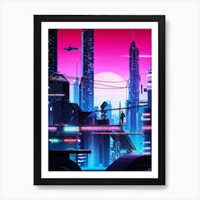 A Full Scale Concept Illustration Of An Urban Future Landscape Bathed In A Sea Of Electric Movement (5) Art Print