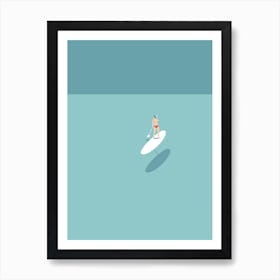 Minimal paddleboarding woman Art Print