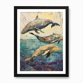 Whimsical Whales Brushstrokes 1 Art Print