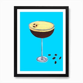 Espresso Martini Coffee Sky Blue Art Print