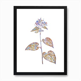 Stained Glass Morning Glory Flower Mosaic Botanical Illustration on White n.0118 Art Print