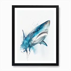 Repeat Shark Pattern 5 Watercolour Art Print