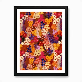 Autumn Abstract Floral Wild Flower Meadow Painterly Art Print