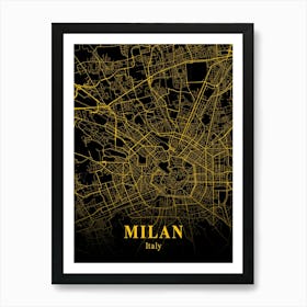 Milan Gold City Map 1 Art Print