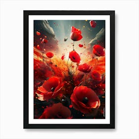 Storm Over Poppyfield Art Print