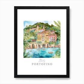 Italy Portofino Storybook 3 Travel Poster Watercolour Art Print