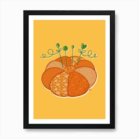 Patchwork Pumpkin Pincushion Art Print