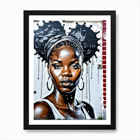 Graffiti Mural Of Beautiful Black Woman 372 Art Print