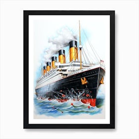 Titanic Onboarding Pencil Illustration 2 Art Print