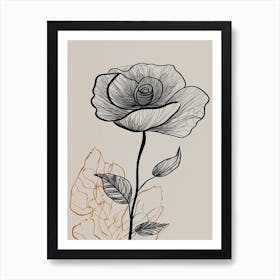 Line Art Roses Flowers Illustration Neutral 17 Art Print