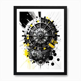 Black And Yellow Abstract Painting 1 Art Print