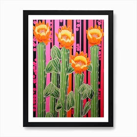 Mexican Style Cactus Illustration Ladyfinger Cactus 3 Art Print