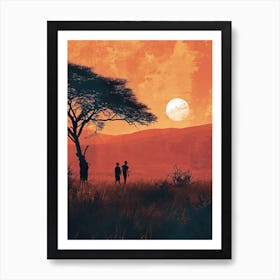 Sunset In The Savannah, Africa Art Print