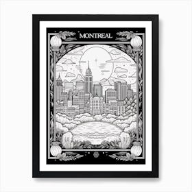 Montreal, Canada, Tarot Card Travel  Line Art 4 Art Print