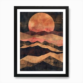 Sunset In The Mountains Canvas Print Art Print