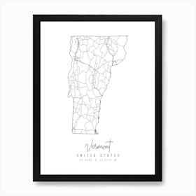 Vermont Minimal Street Map Art Print