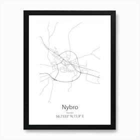 Nybro,Sweden Minimalist Map Art Print