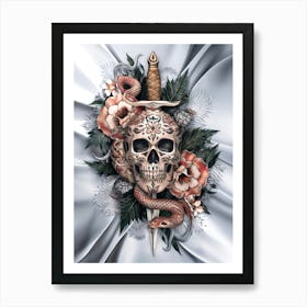 Skull and Dagger Sketch Art Poster #3 Art Print