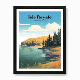 Isle Royale National Park Michigan Camping Modern Travel Illustration Art Print