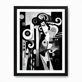 Harmony And Discord Abstract Black And White 7 Art Print