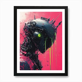 Robot With A Green Face Art Print