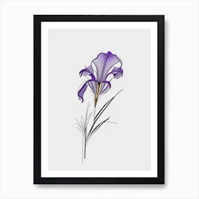 Iris Floral Minimal Line Drawing 4 Flower Art Print