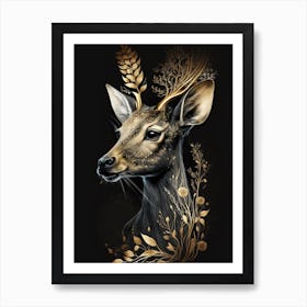 Gold Deer Art Print