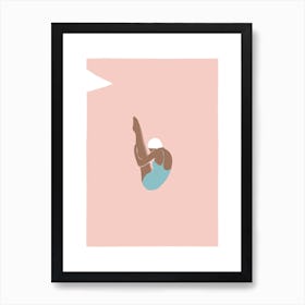 Modern retro Female Pike dive in pink Art Print