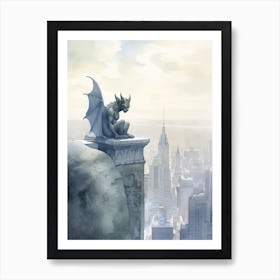 Gargoyle Watercolour In New York City 2 Art Print