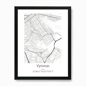 Vyronas,Greece Minimalist Map Art Print