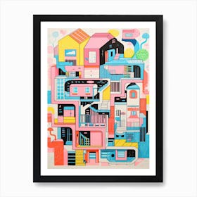 A House In Seoul, Abstract Risograph Style 4 Art Print