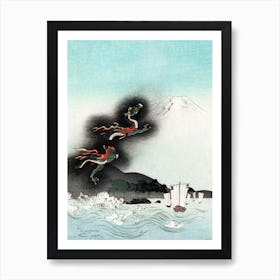 Mount Fuji With Flying Dragon Art Print