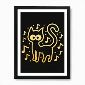 Cat With Music Notes 15 Art Print