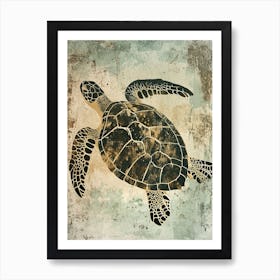 Vintage Sea Turtles Silkscreen Inspired 4 Art Print