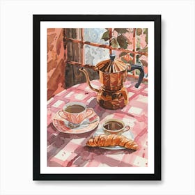 Pink Breakfast Food Moka Coffee 3 Art Print