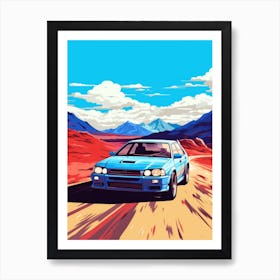 A Mitsubishi Lancer Evolution In The Andean Crossing Patagonia Illustration 4 Art Print