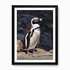 African Penguin Petermann Island Oil Painting 3 Art Print